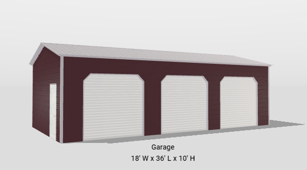 18x35x10 Vertical Metal Roof 3 Bay Garage (Built to Order) - Image 2