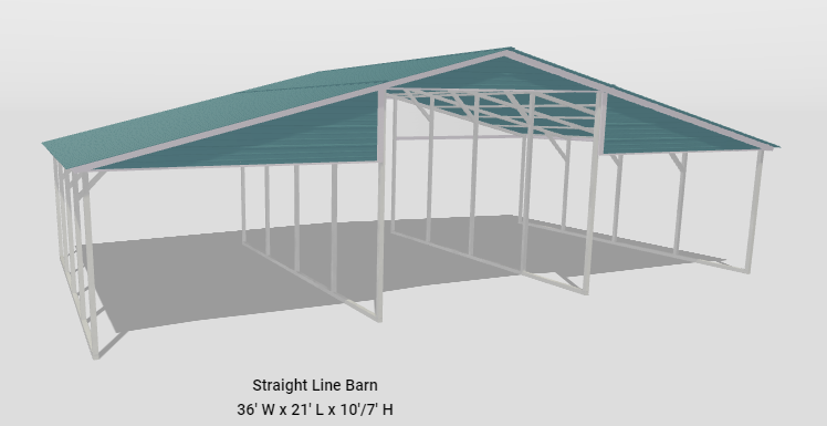 36x20x10 Vertical Metal Straight Line Barn (Built to Order) | Back Home ...